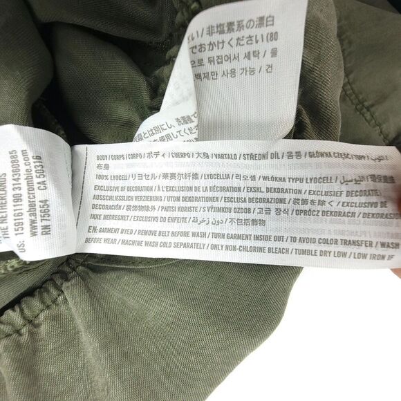 ABERCROMBIE & FITCH Minimal Wrap Front Belted Workwear Jumpsuit Olive Green XS - Picture 9 of 9